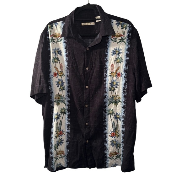 Batik Bay Men’s Black Button Down Shirt Large Tropical Resort Style - Picture 1 of 7